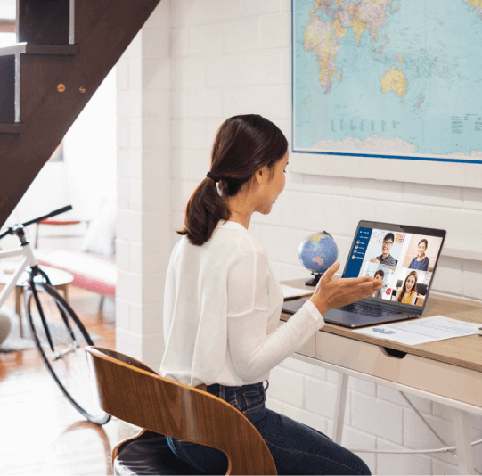 woman having an online meeting