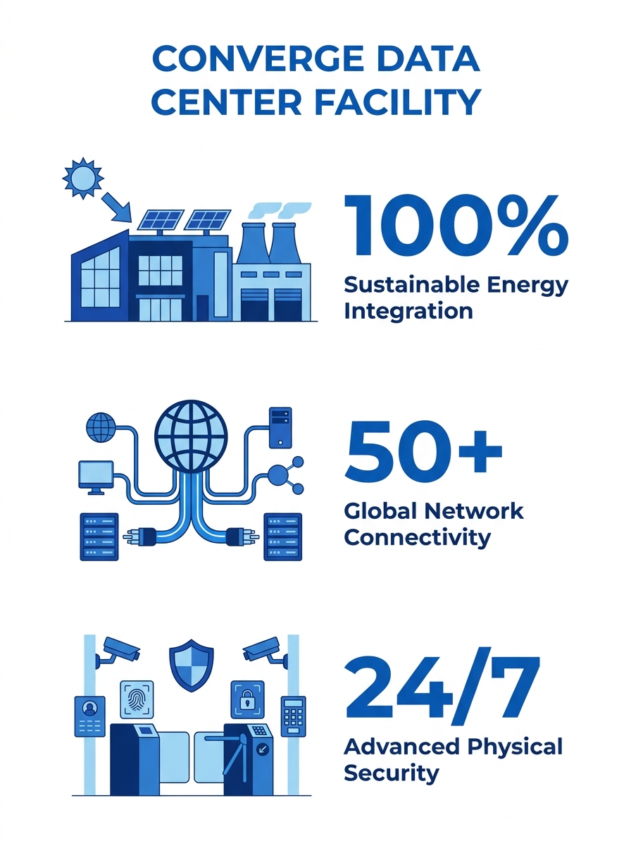 Converge data center facility exterior showing modern infrastructure architecture